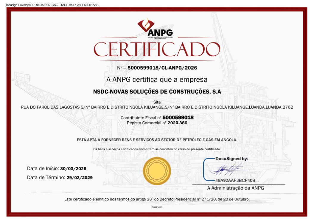 Certificado ANPG da NSDC